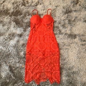Bebe coral midi slip dress